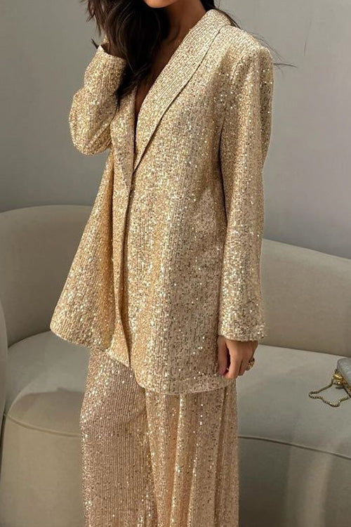 Sequined Suit Jacket and Trousers Set