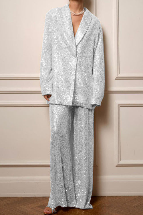 Sequined Suit Jacket and Trousers Set