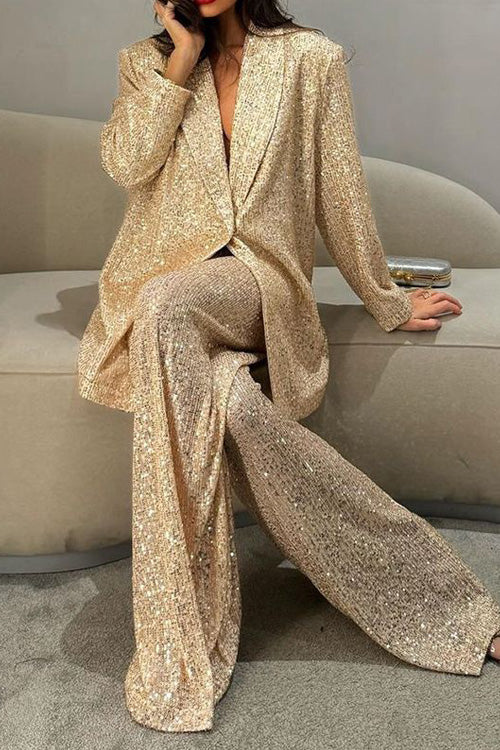 Sequined Suit Jacket and Trousers Set