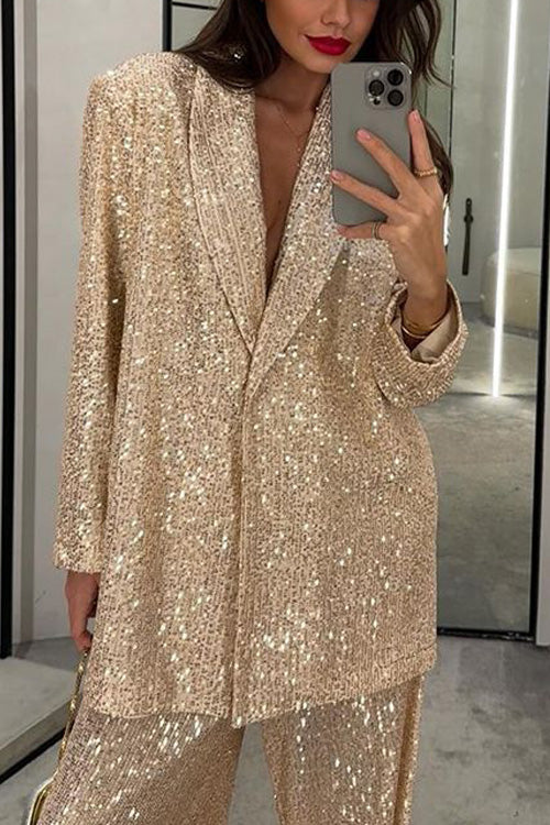 Sequined Suit Jacket and Trousers Set