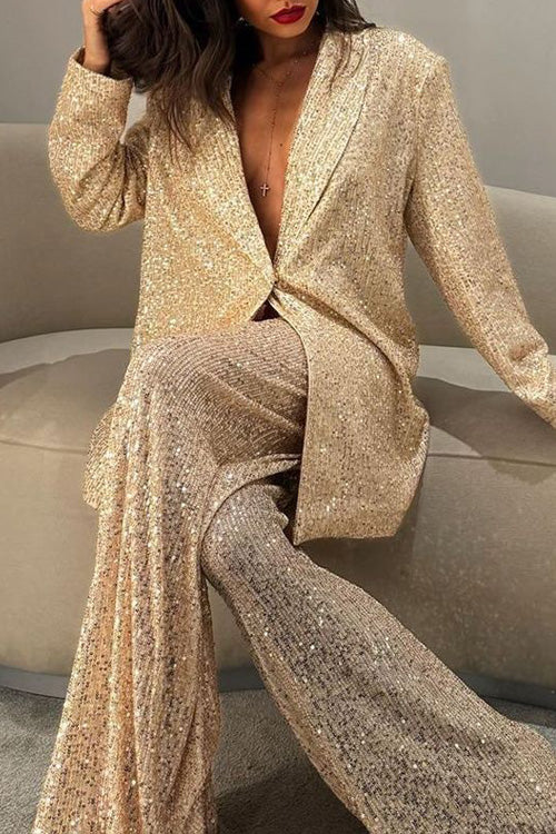 Sequined Suit Jacket and Trousers Set