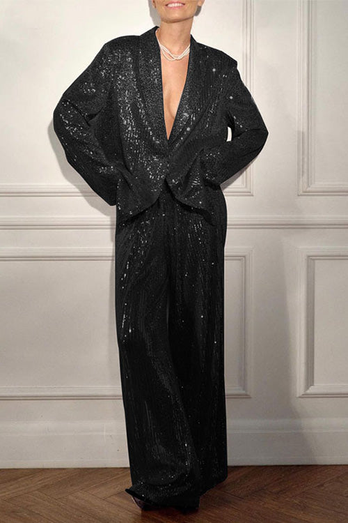 Sequined Suit Jacket and Trousers Set
