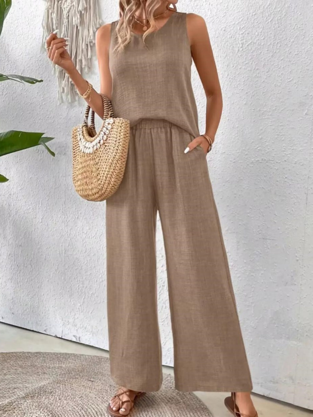 Solid Colour Back Hollow Lace Set