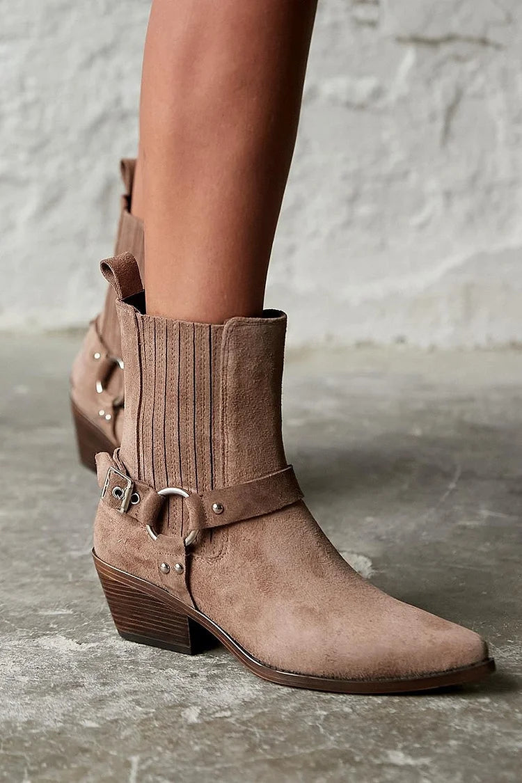 Anaïs™ | Suede Western Ankle Boots