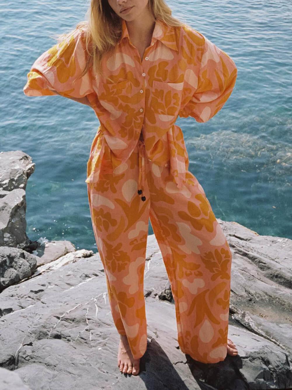 Holiday Unique Ethnic Print Loose Trousers