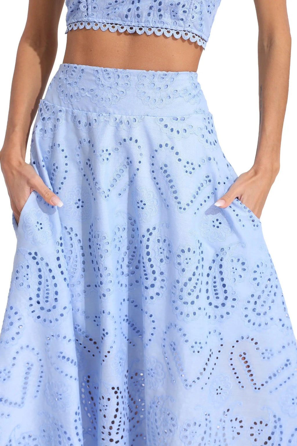 Halia Blue Embroidered Sleeveless Set