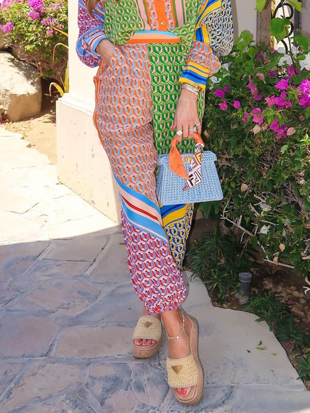 Colourful Unique Print Elastic Waist Pocketed Loose Bloomer Pants