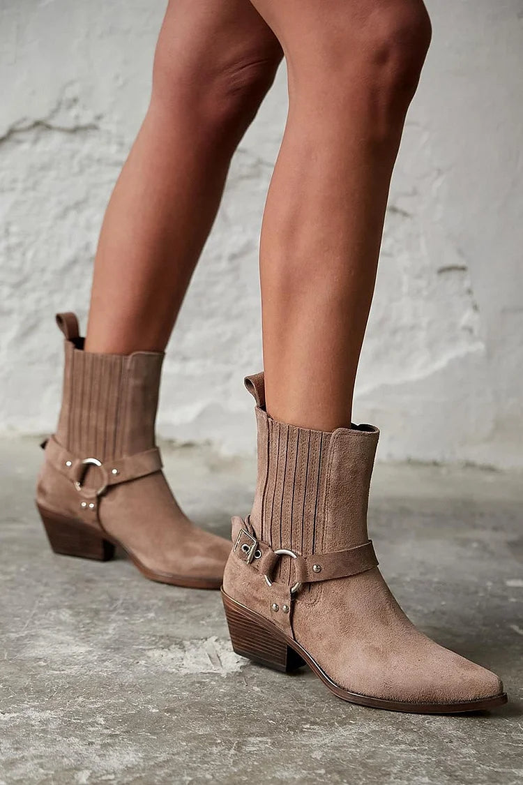 Anaïs™ | Suede Western Ankle Boots