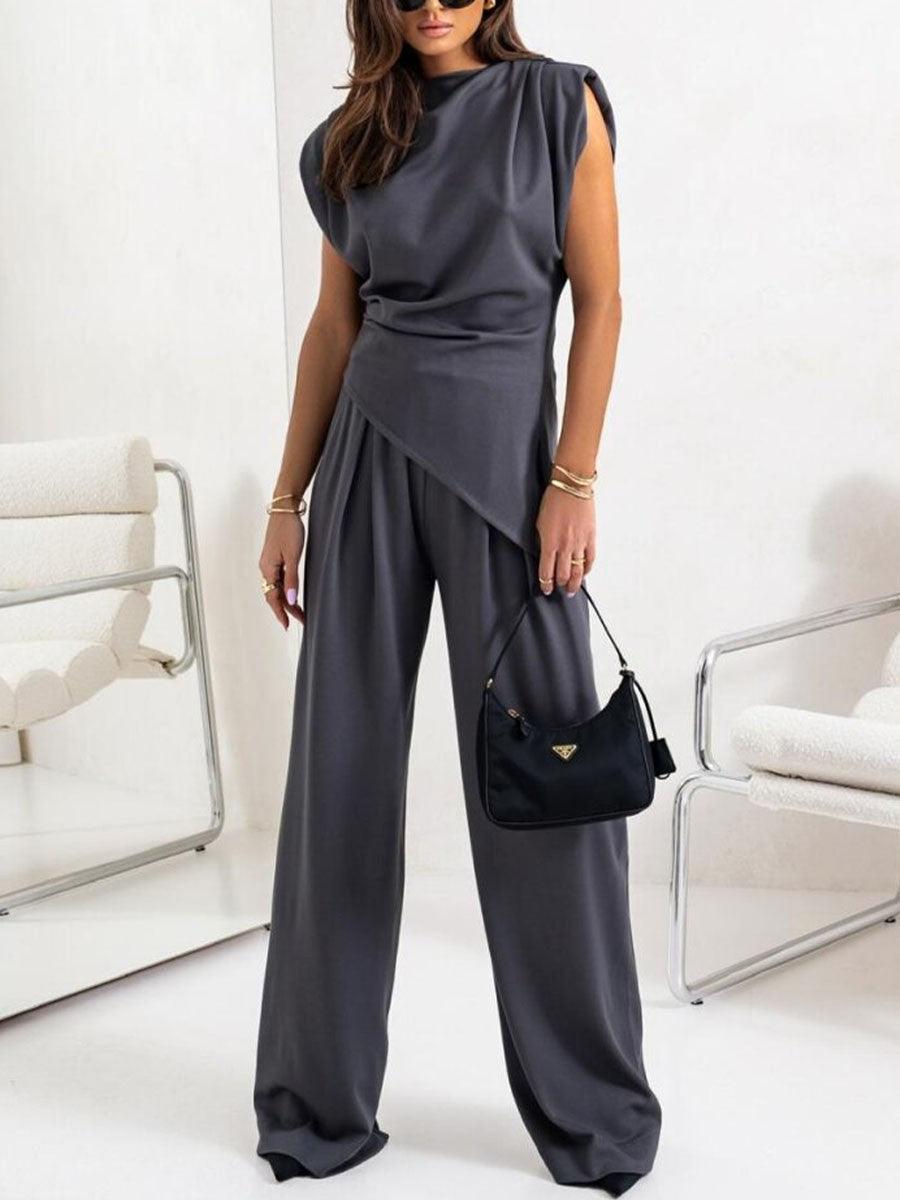 Irregular Sleeveless Casual Two-Piece Set