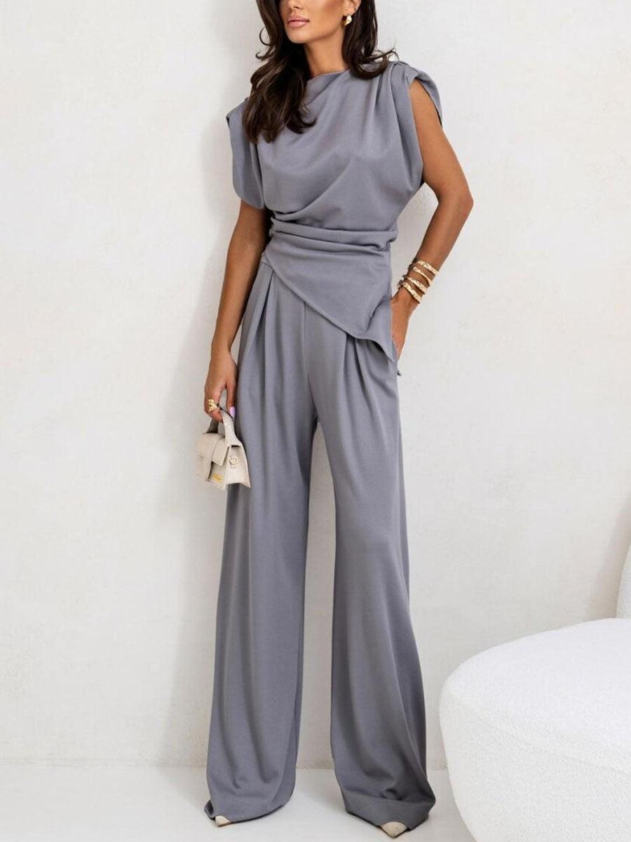 Irregular Sleeveless Casual Two-Piece Set