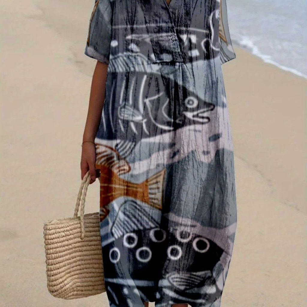 Gabriela｜Dress with Marine Print