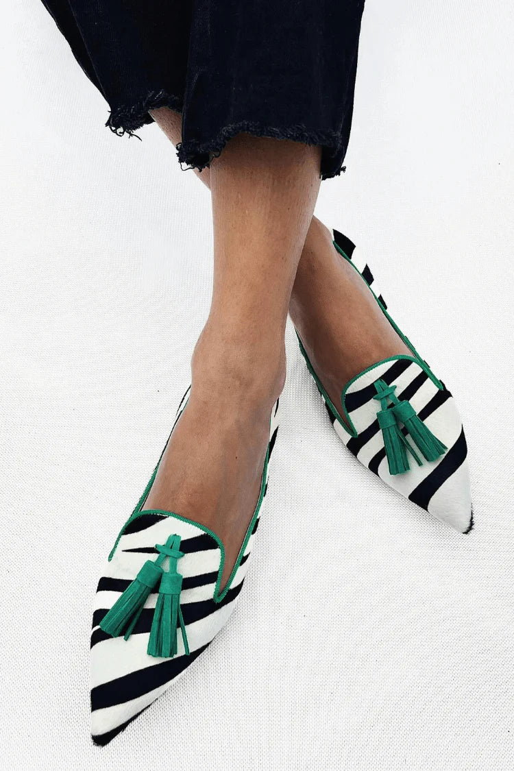 Riane™ | Green Zebra Loafers