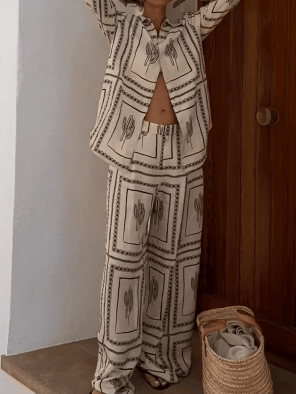 Geometric Line Abstract Printing Two-Piece Set