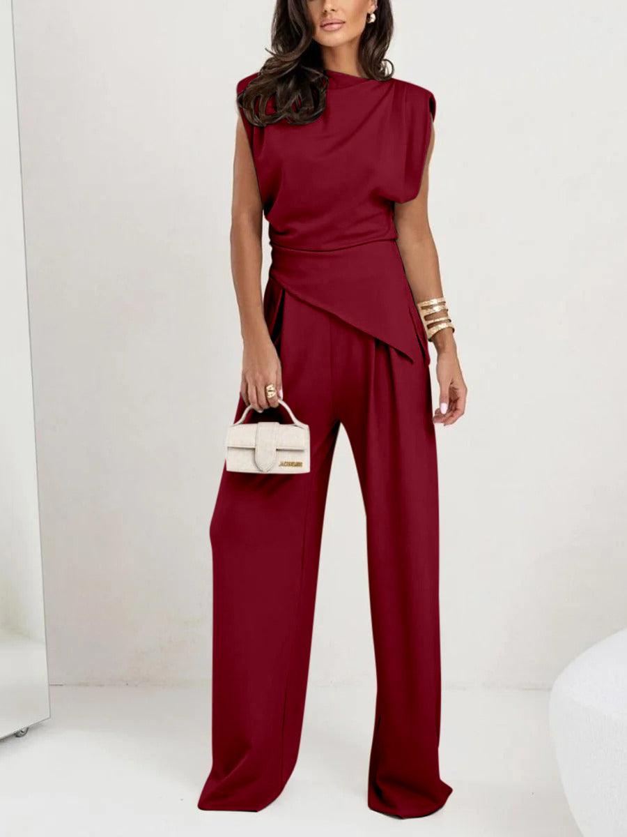 Irregular Sleeveless Casual Two-Piece Set