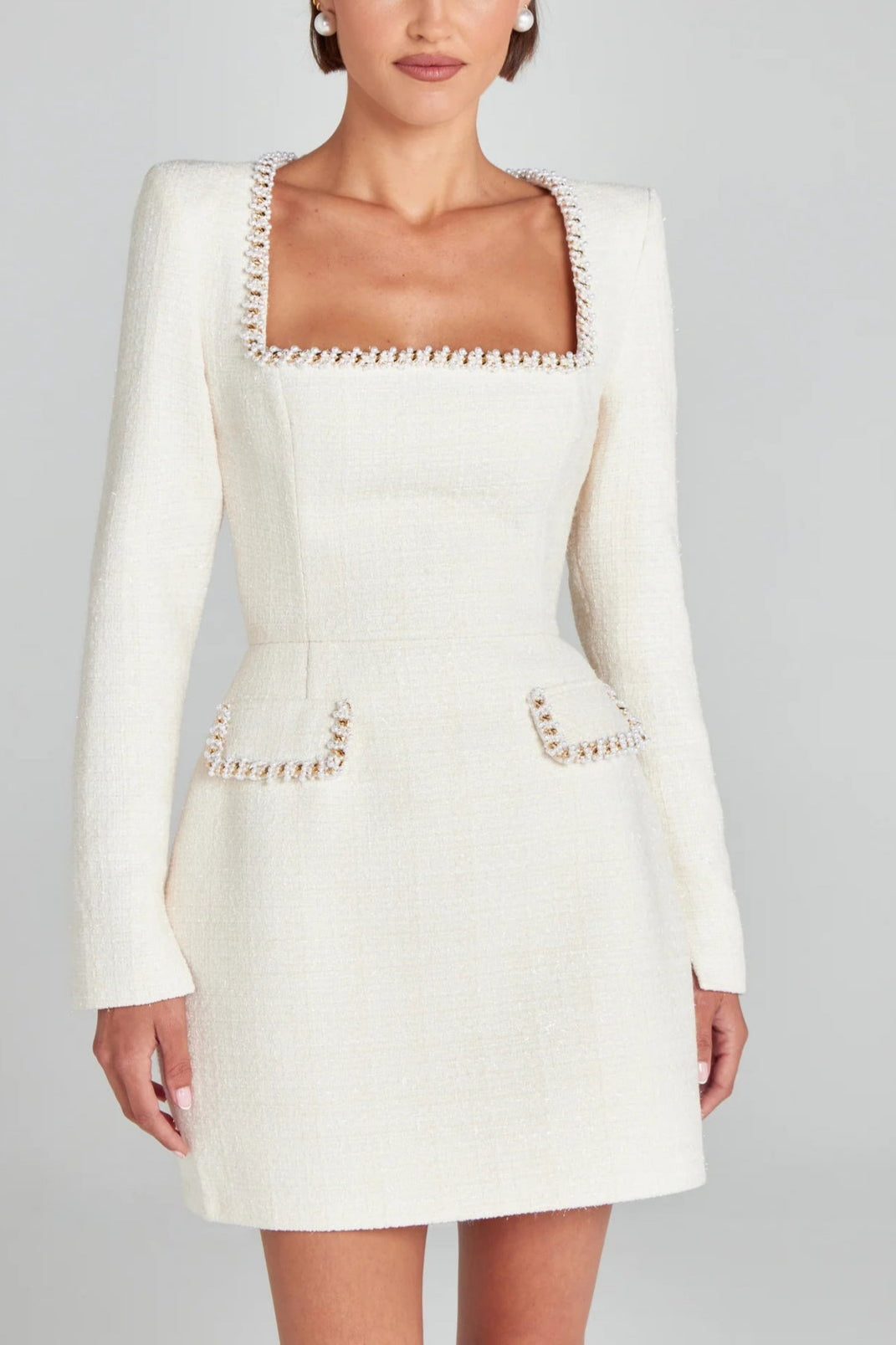 Pearl Trim Pocket Mini Dress