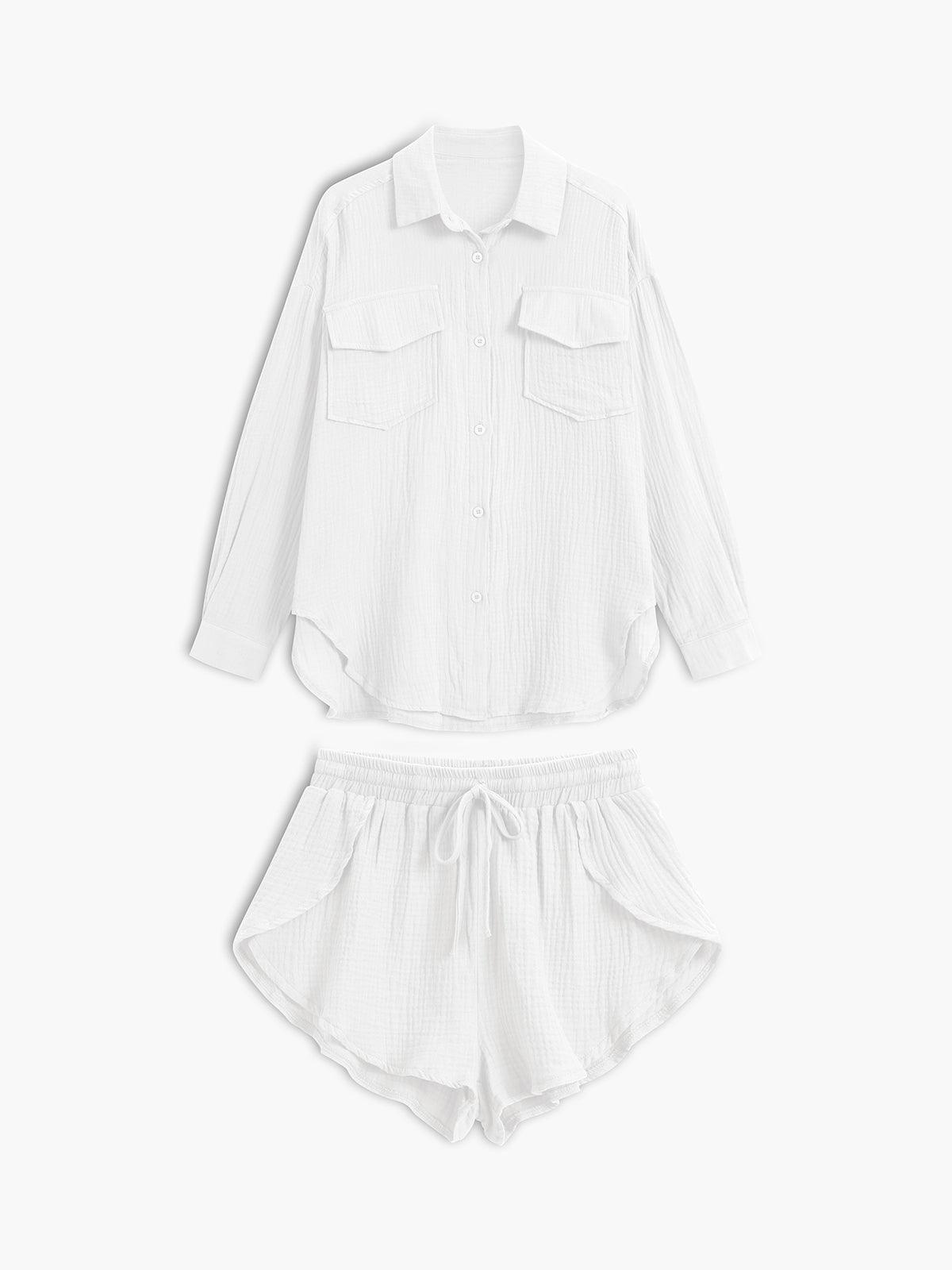 Collared Two-Piece Shorts Set