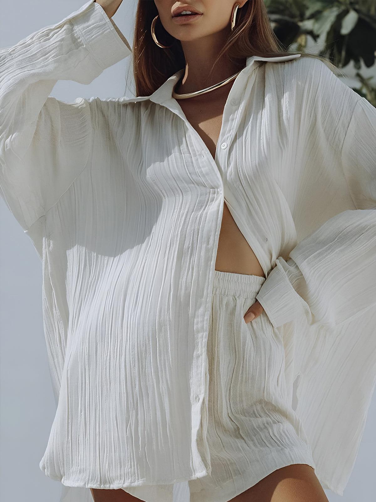 Pocket Drawstring Shorts Set