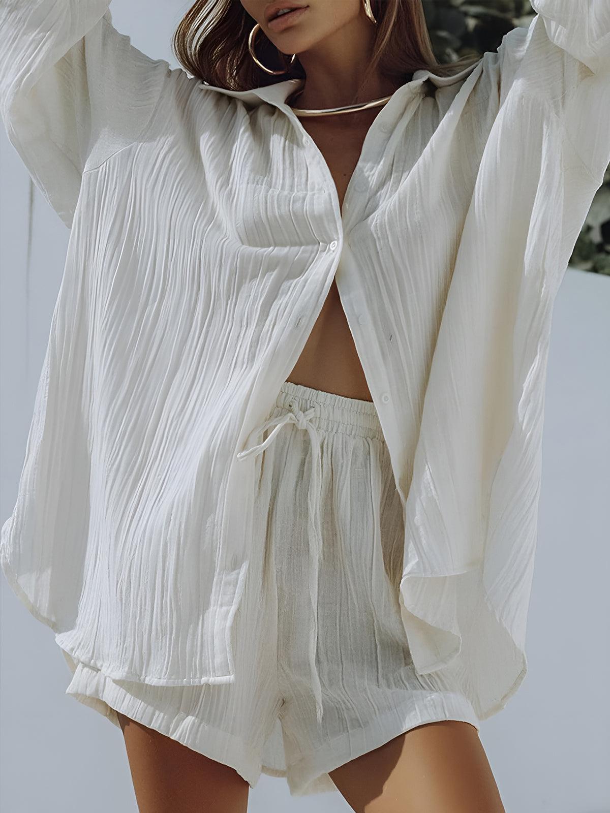 Pocket Drawstring Shorts Set