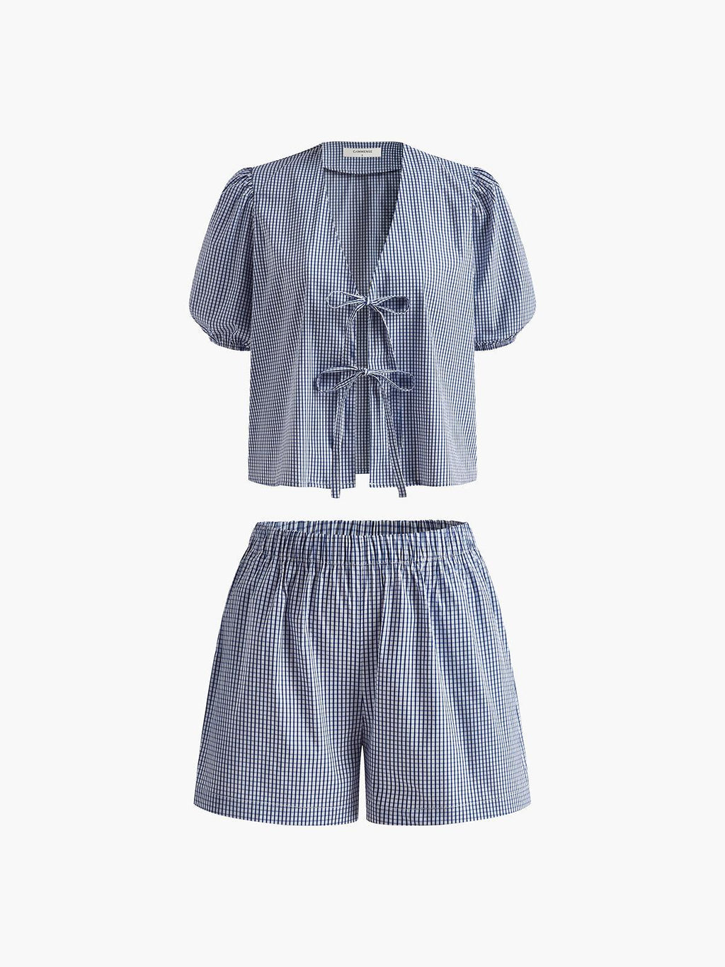 Plaid Lace-Up Shorts Set