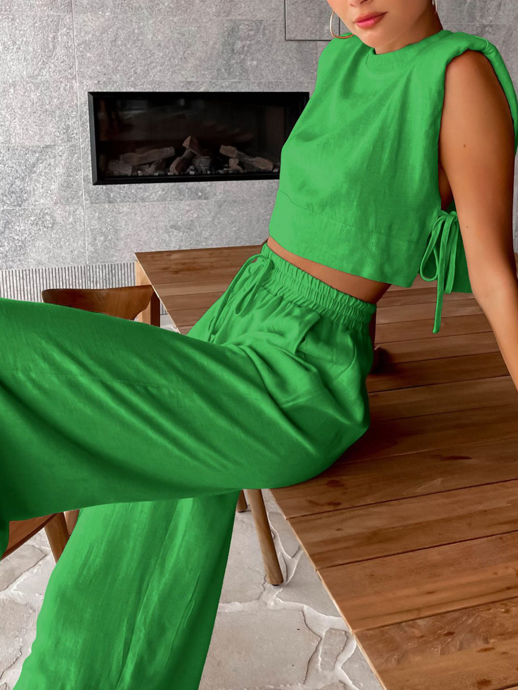 Two-Piece Wide-Leg Trousers Set