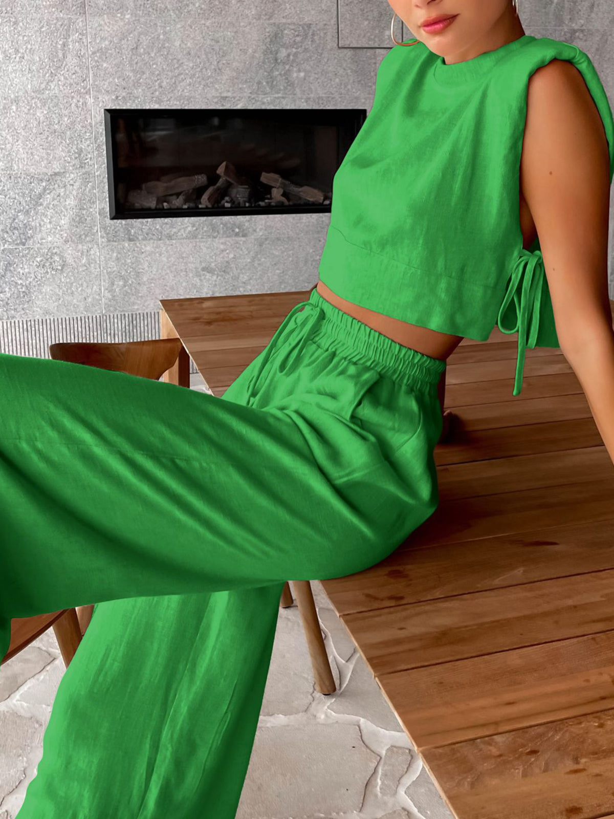 Two-Piece Wide-Leg Trousers Set
