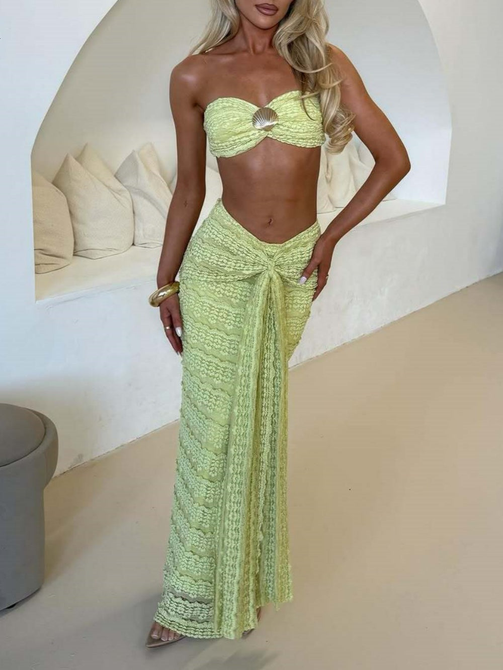 Shell swimsuit two-piece set