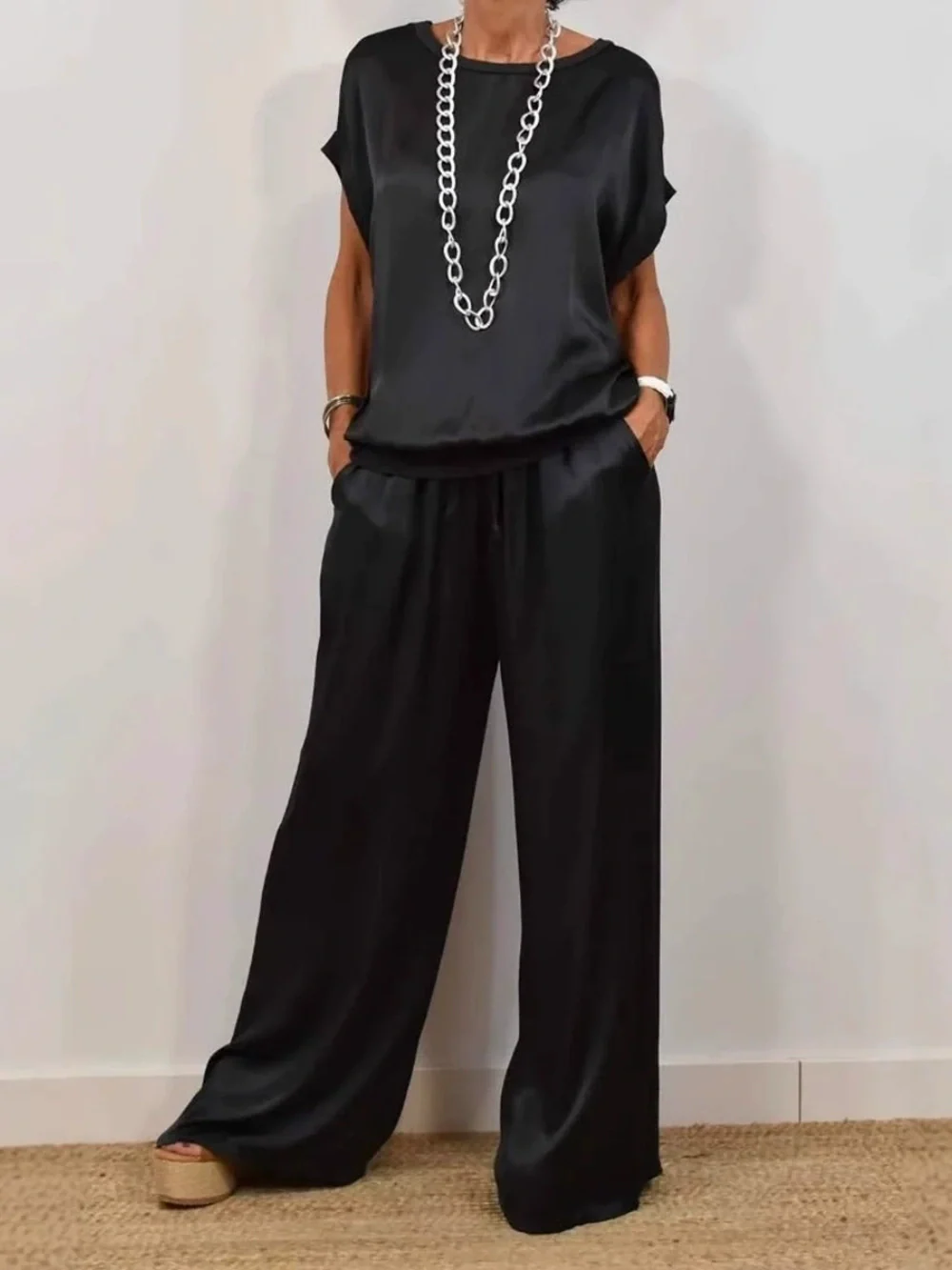 Loose shirt wide-leg trousers casual set