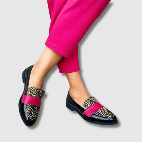 Zoya™ | Leopard Print Moccasins with Pink