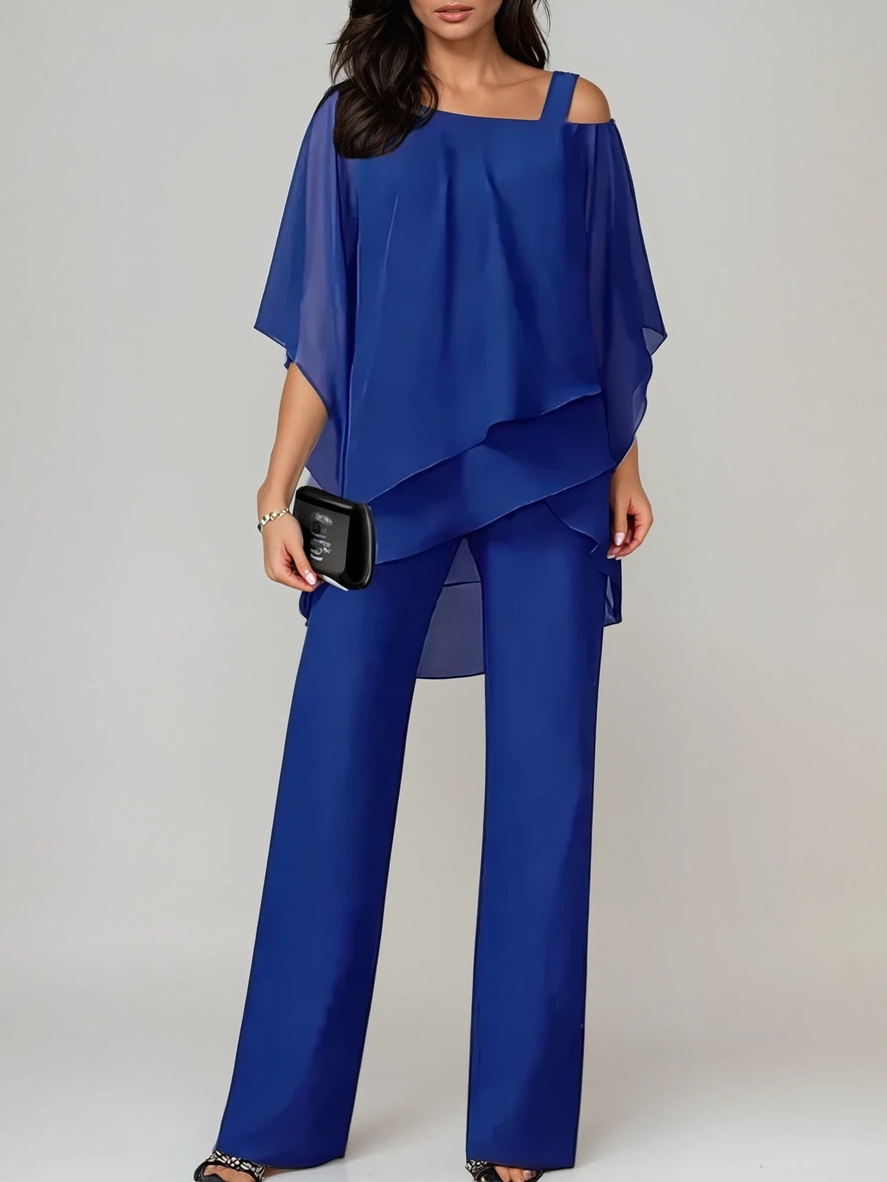 Off-the-Shoulder Irregular Two-Piece Suit