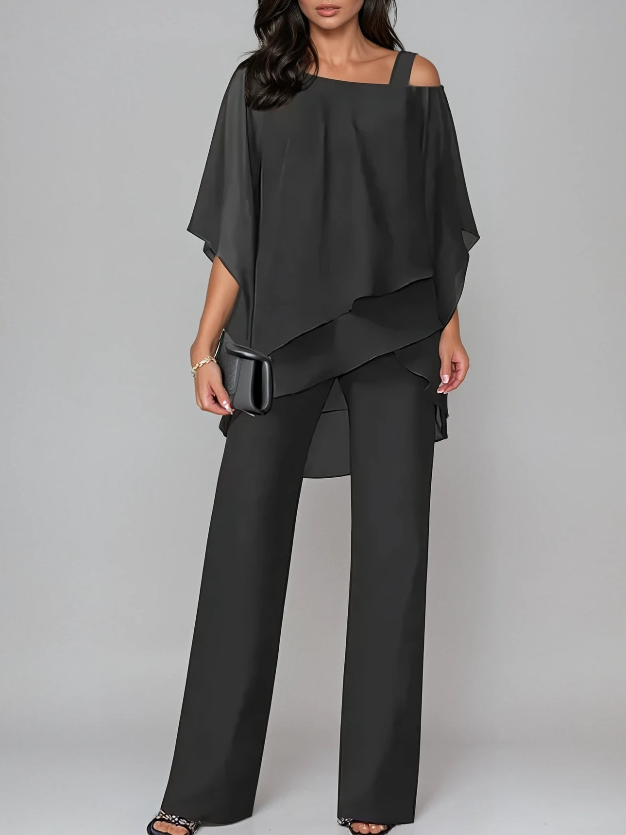 Off-the-Shoulder Irregular Two-Piece Suit