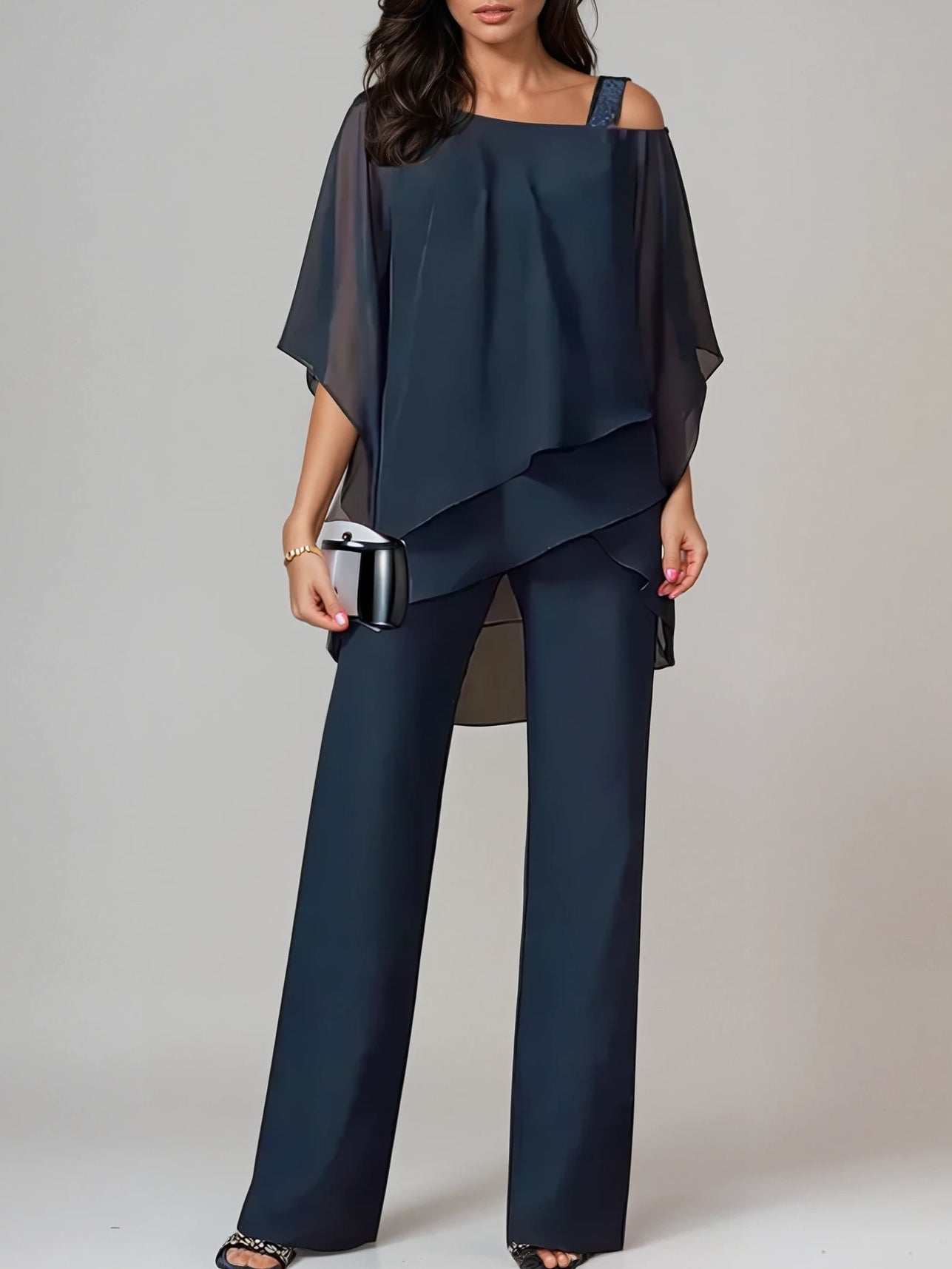 Off-the-Shoulder Irregular Two-Piece Suit