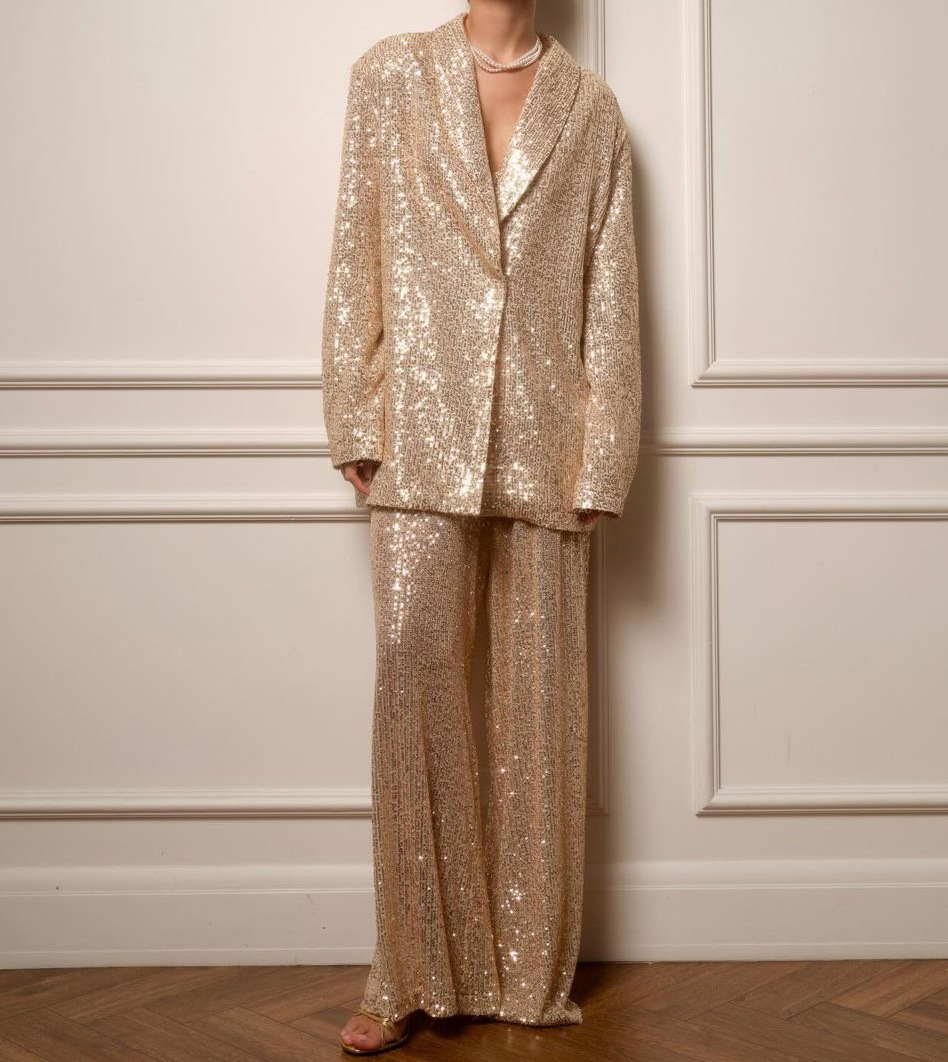 Sequined Suit Jacket and Trousers Set