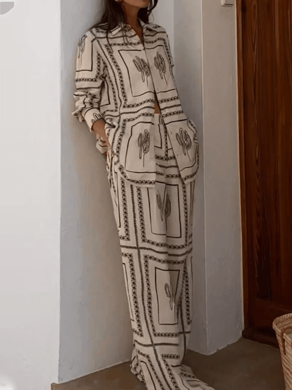 Geometric Line Abstract Printing Two-Piece Set