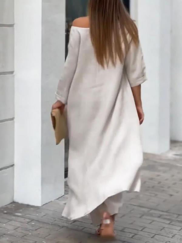 Fashionable Solid Colour Two-piece Set