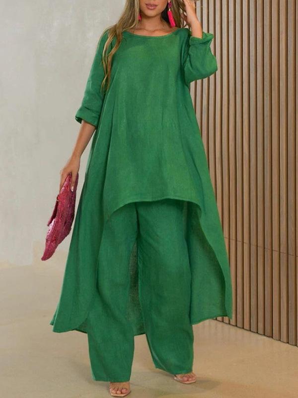 Fashionable Solid Colour Two-piece Set