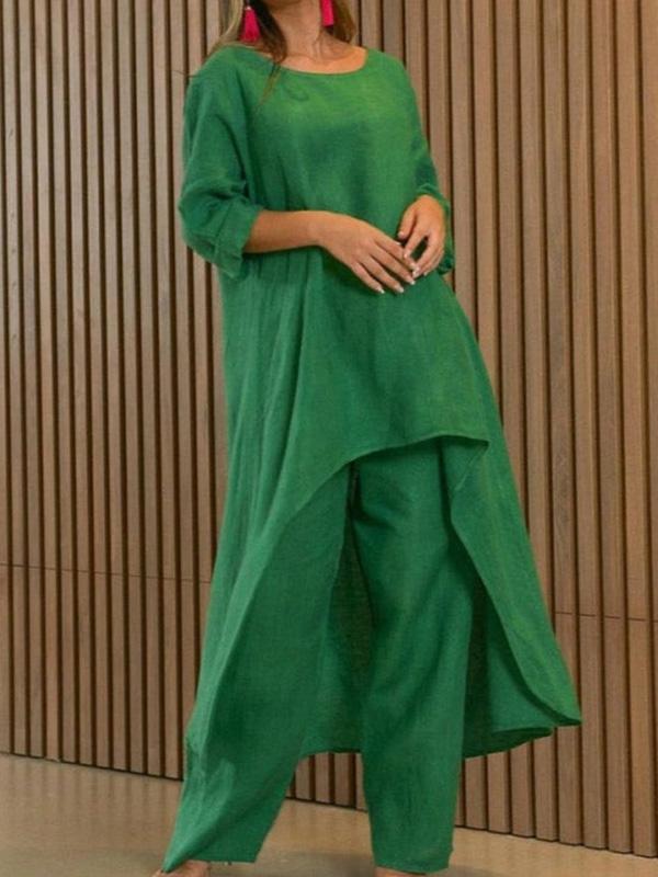 Fashionable Solid Colour Two-piece Set